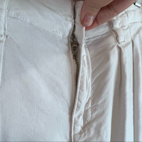 JOIE Jeans Lucilia Porcelain White Linen Blend Cropped Pleated Pants Size 2 - Picture 7 of 13